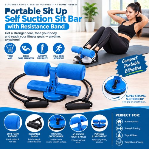 Portable-Sit-Up-Self-Suction-Sit-Bar-with-Resistance-Band Portable Sit Up Self Suction Sit Bar with Resistance Band