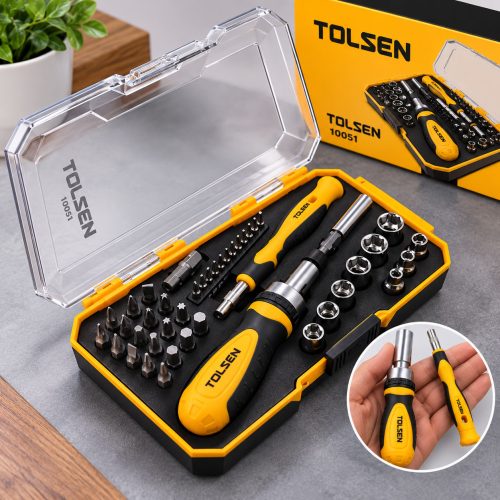 TOLSEN-42Pcs-Bits-&-Ratchet-Socket-Set TOLSEN 42Pcs Bits & Ratchet Socket Set