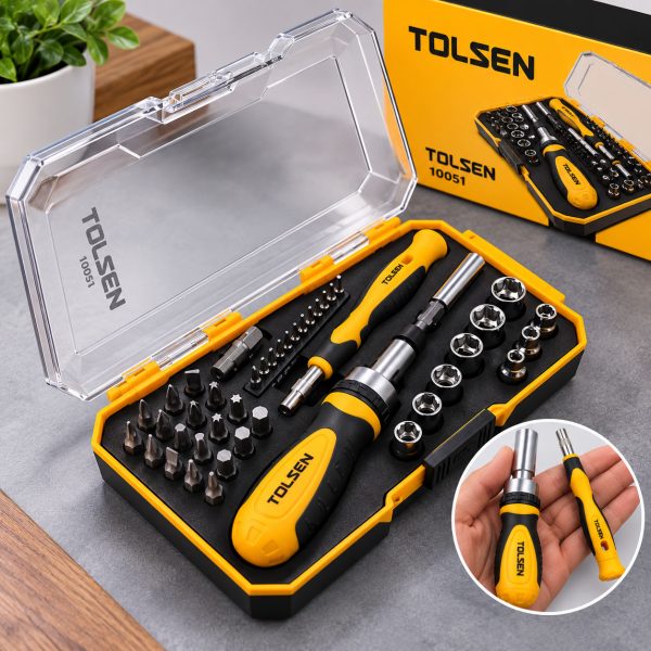 TOLSEN-42Pcs-Bits-&-Ratchet-Socket-Set TOLSEN 42Pcs Bits & Ratchet Socket Set